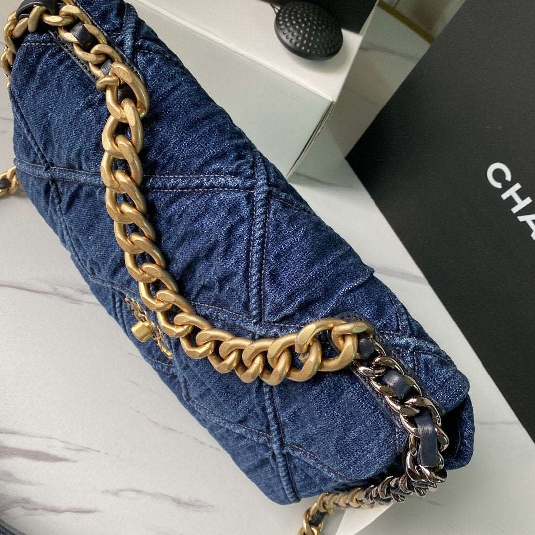 19 Denim Large Flap Bag