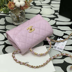Mini Flap Bag Pink with top handle