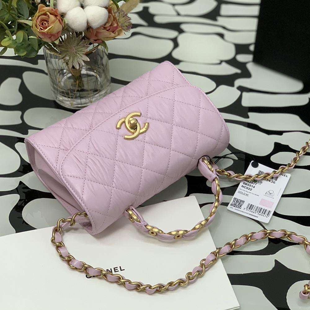 Mini Flap Bag Pink with top handle