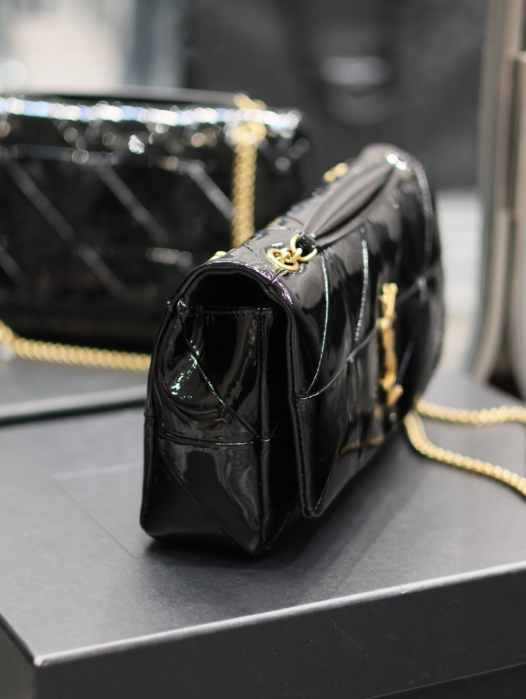 Jaime Patent Black Bag - 25x15x7.5cm