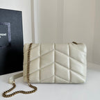 Loulou Puffer Toy Quilted Lambskin Shoulder Crossbody Bag with Chain Strap White (23 x 15.5 x 8.5) cm