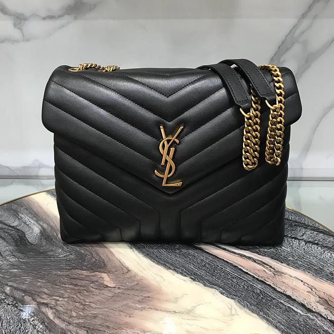 Medium 32 Loulou Bag Black in Gold 32x22x11cm