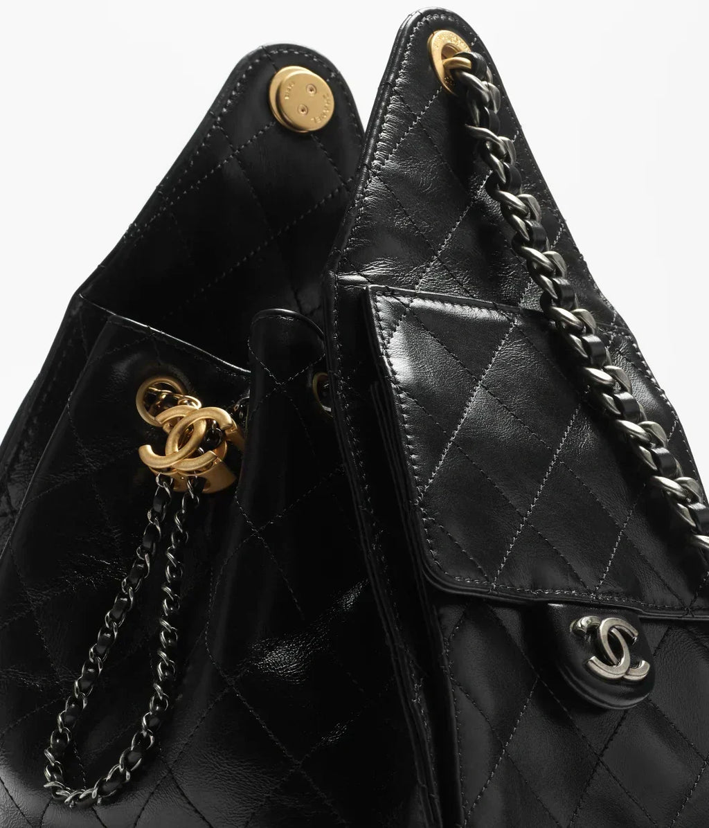 Mini 25 Quilted Leather Handle Shoulder Bag with Chain Strap (20 x 22 x 12.5) cm