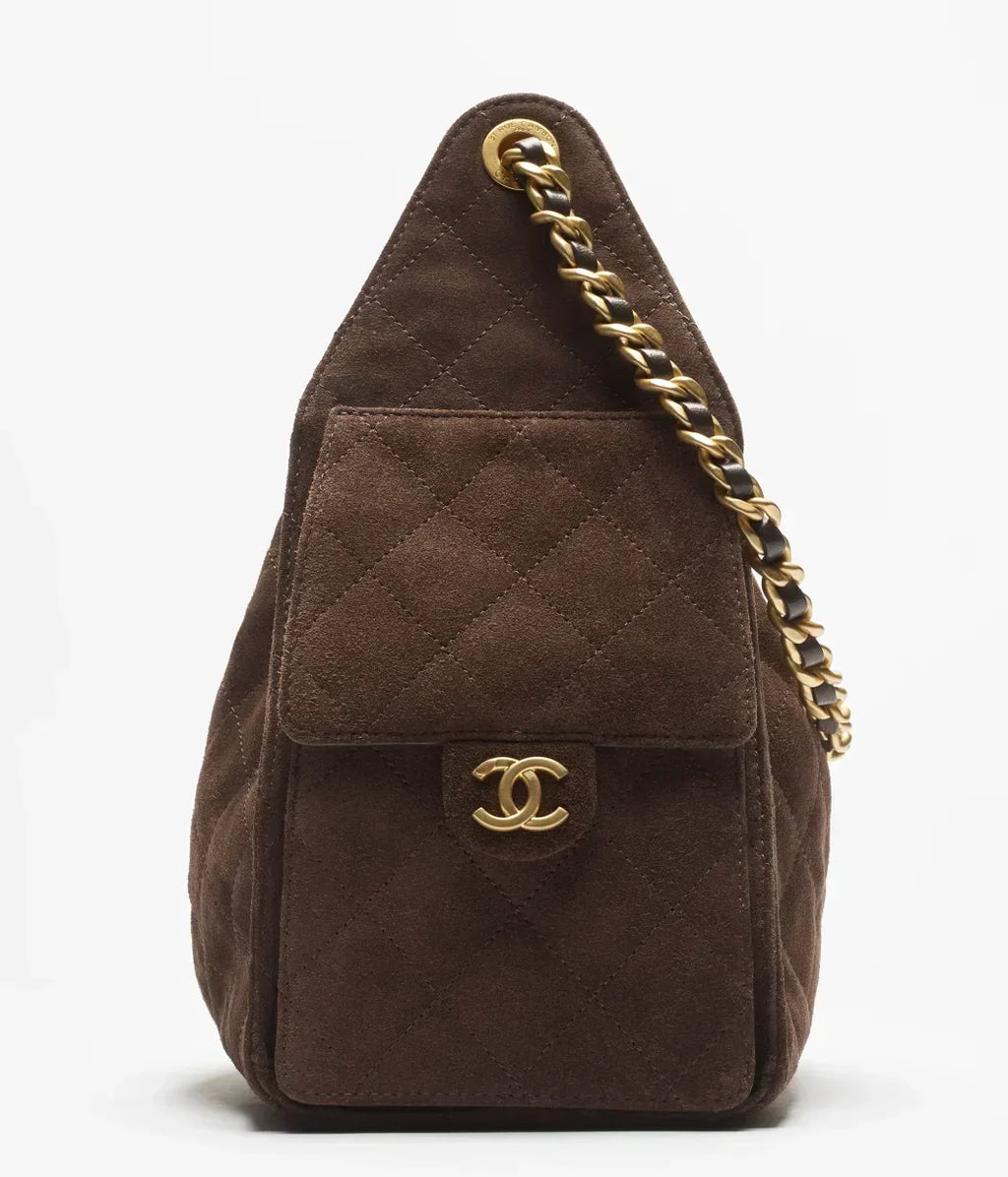 Mini 25 Quilted Leather Handle Shoulder Bag with Chain Strap (20 x 22 x 12.5) cm
