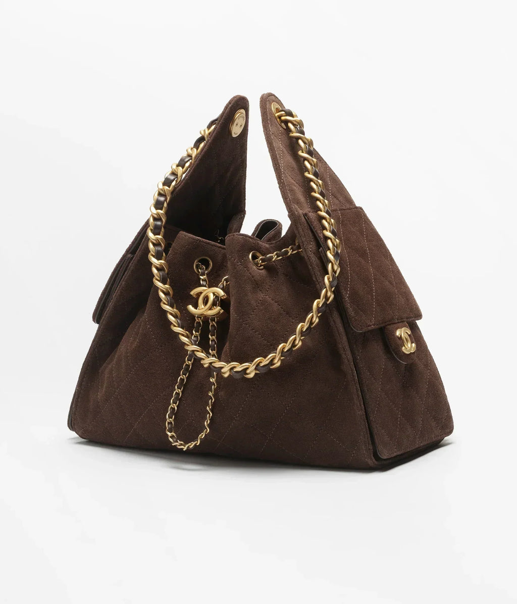Mini 25 Quilted Leather Handle Shoulder Bag with Chain Strap (20 x 22 x 12.5) cm