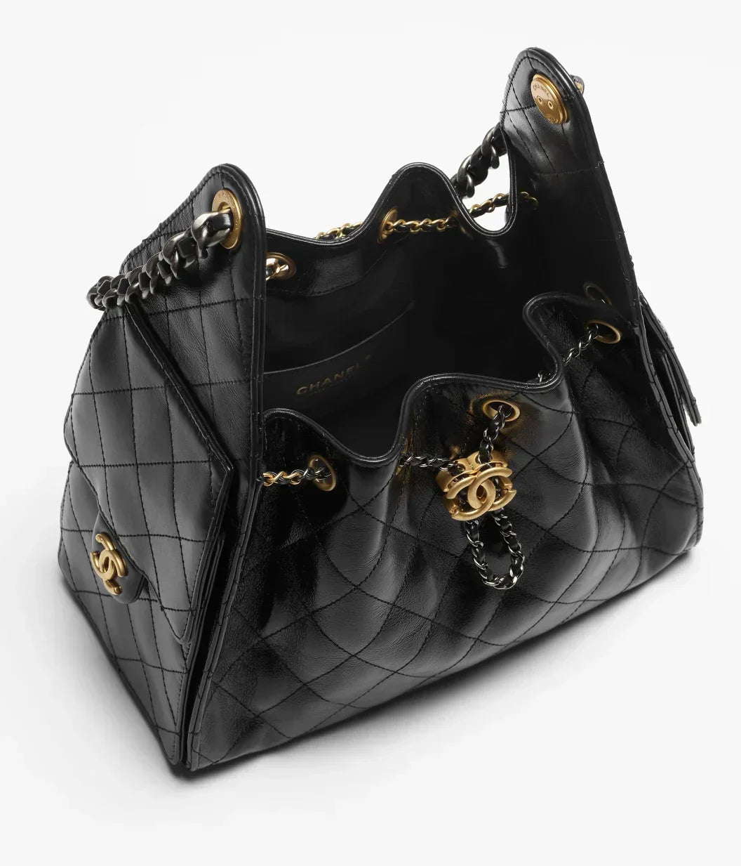Mini 25 Quilted Leather Handle Shoulder Bag with Chain Strap (20 x 22 x 12.5) cm