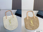 SAINT LAURENT Vacation Casual Raffia Woven Tote Bag 35x32cm
