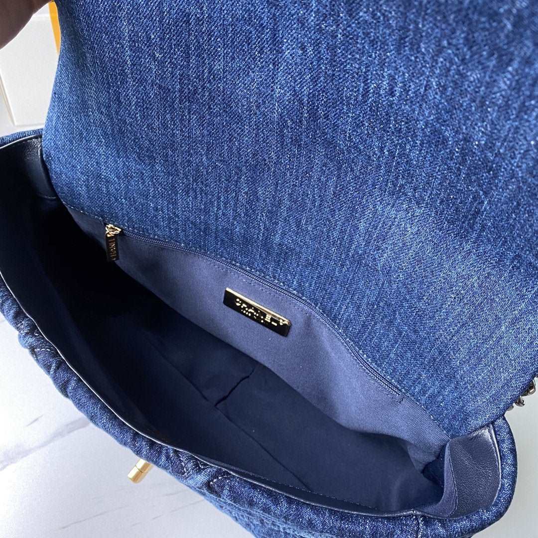 19 Denim Large Flap Bag