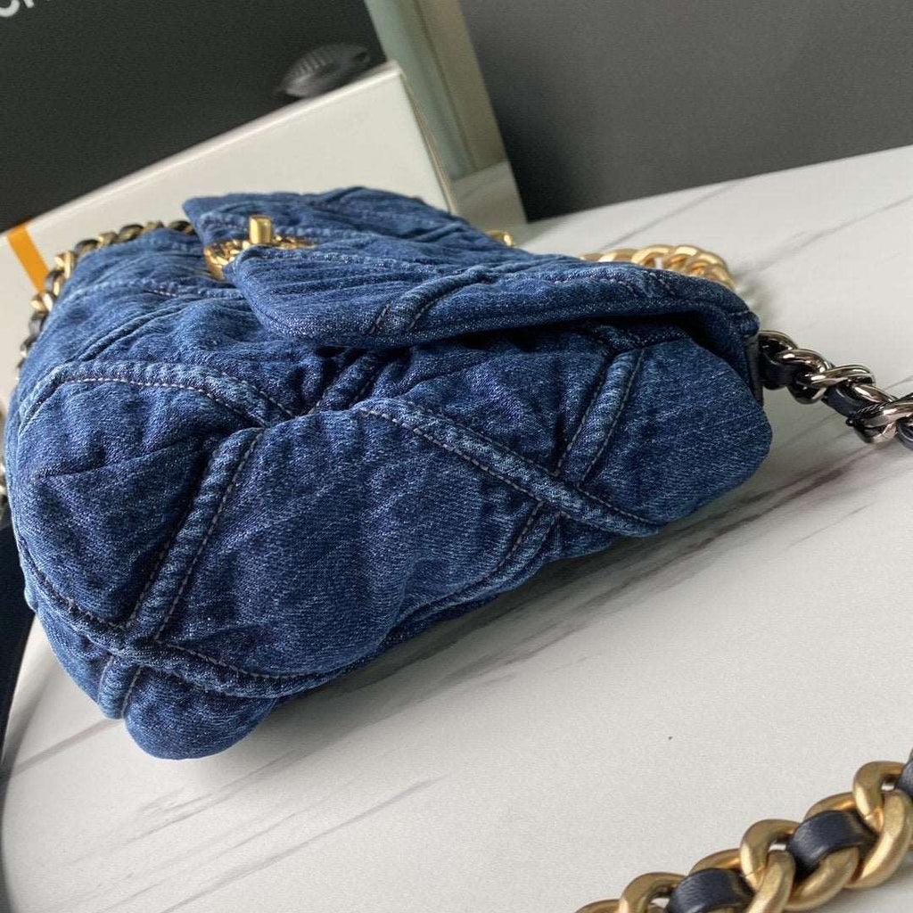 19 Denim Large Flap Bag