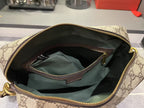 Ophidia Medium GG Supreme Canvas Shoulder Crossbody Bag with Web Stripe and Leather Trim (23.9 x 15 x 3.8) cm