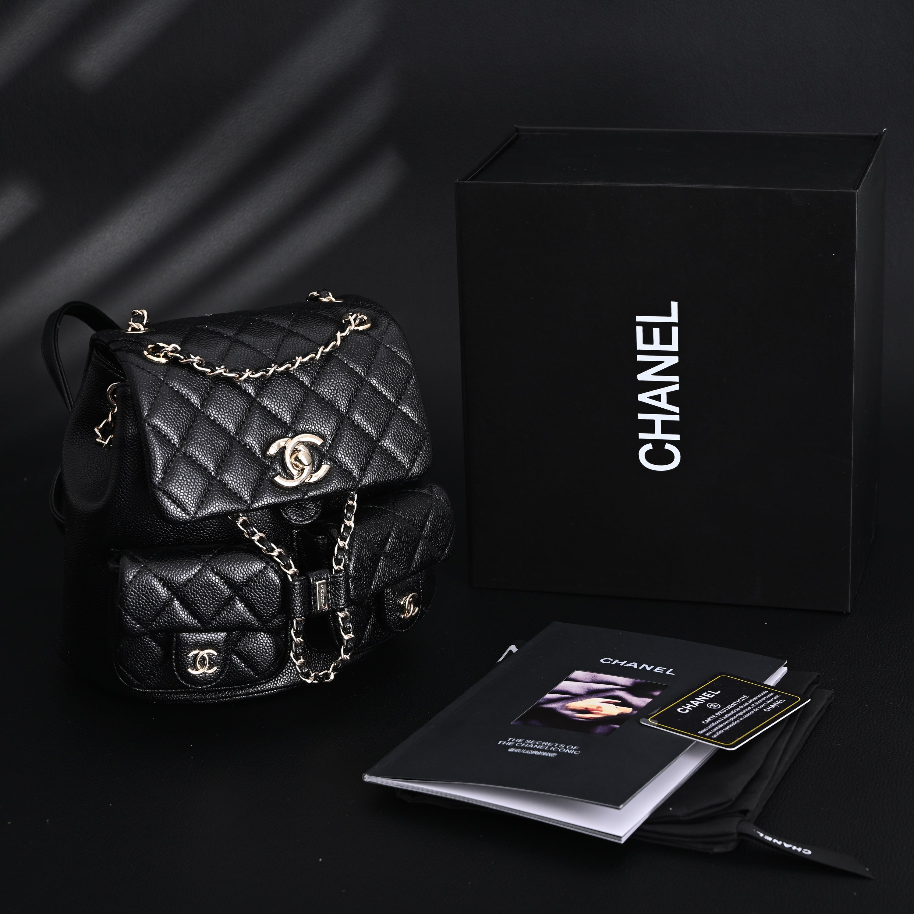 Duma Backpack  Black Quilted Lambskin with Gold-Tone Hardware (24A Collection)
