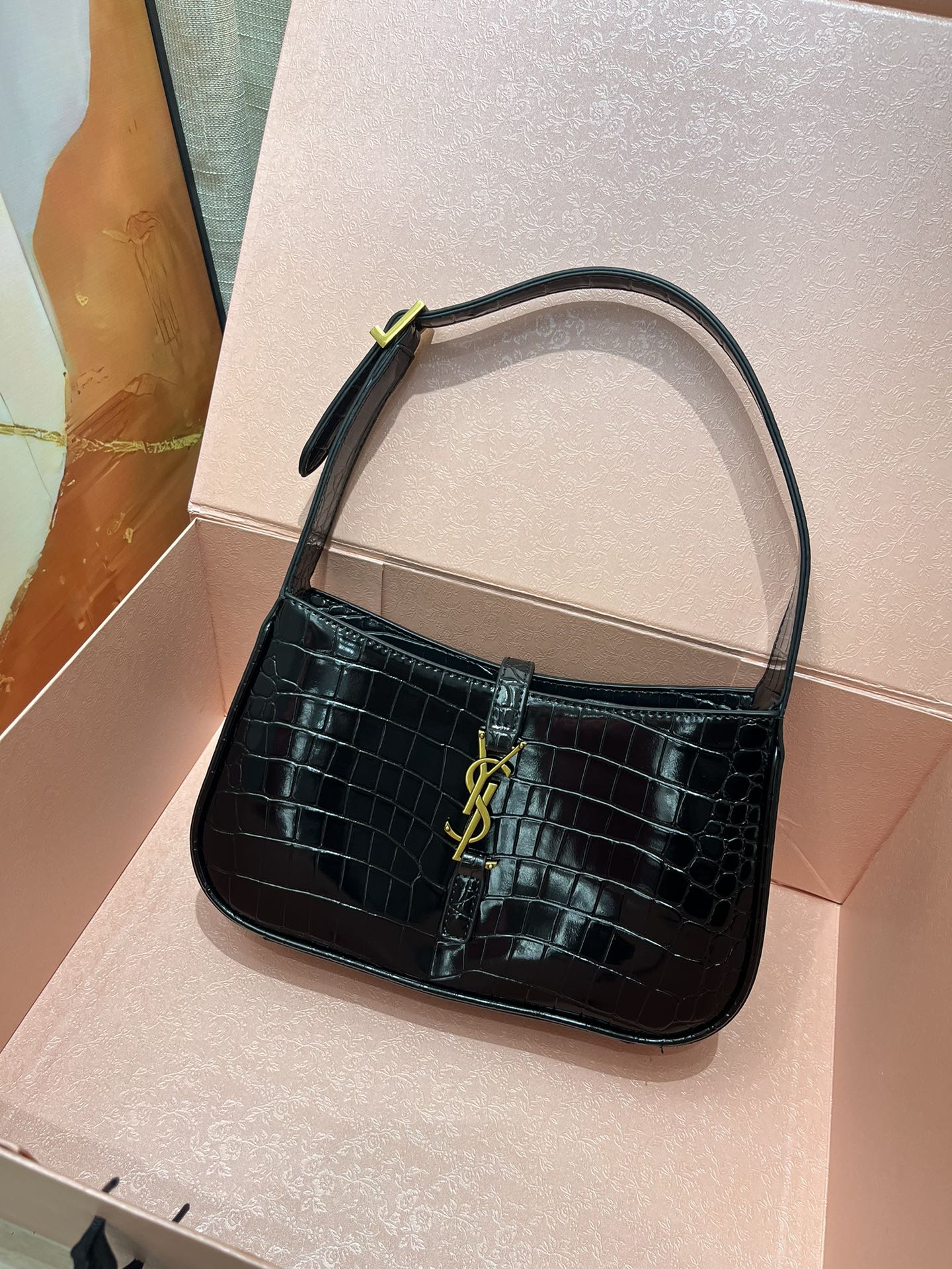 Croc-Embossed The 5 to 7 Hobo Bag