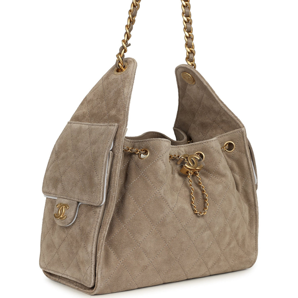Small 25 Hobo Grey Suede