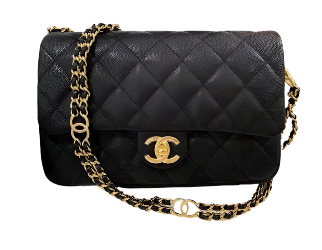 23c Mini Flap Bag Chain Grained Calfskin Black