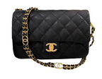 23c Mini Flap Bag Chain Grained Calfskin Black