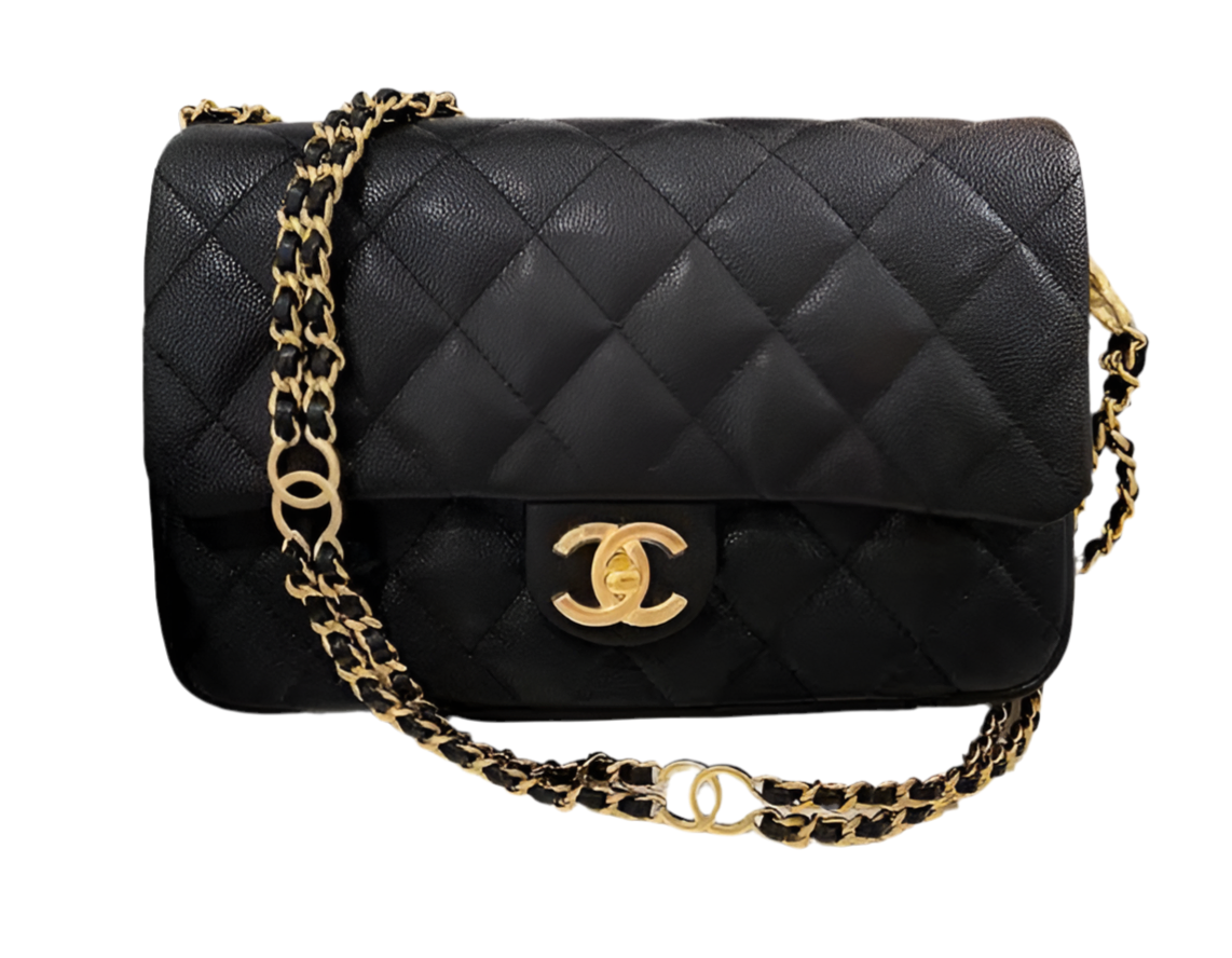 23c Mini Flap Bag Chain Grained Calfskin Black