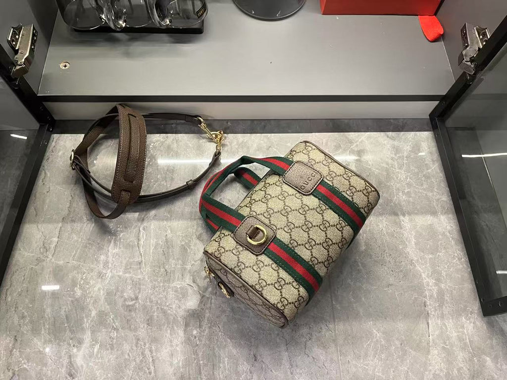 Mini GG Handbag - Beige and dark brown