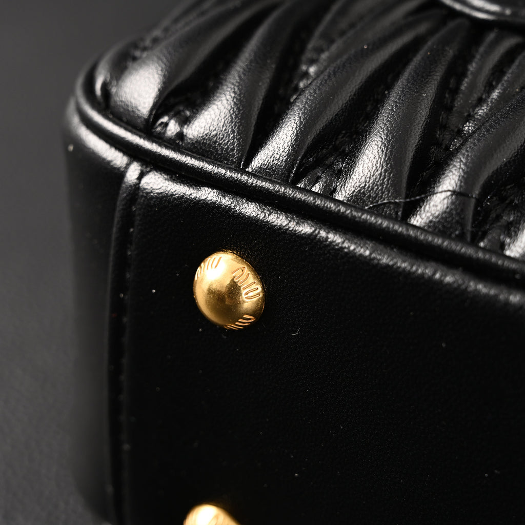 Miu Miu Black Matelass¨¤? Leather Top Handle Bag