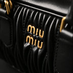 Miu Miu Black Matelass¨¤? Leather Top Handle Bag