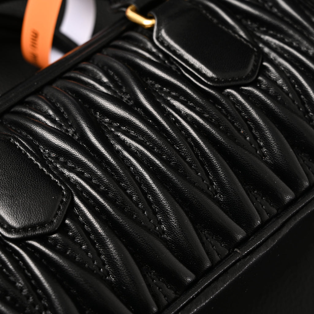 Miu Miu Black Matelass¨¤? Leather Top Handle Bag