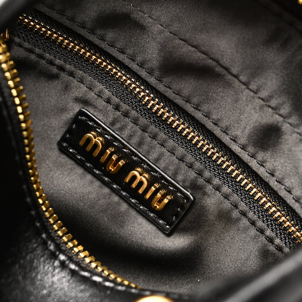 Miu Miu Black Matelass¨¤? Leather Top Handle Bag