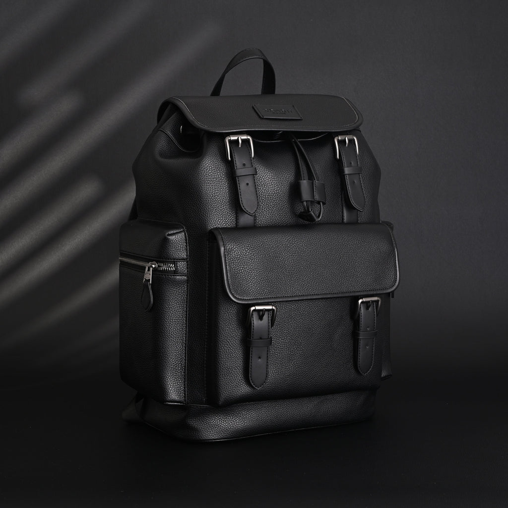 Prada Nylon & Leather Multi-Pocket Backpack  Black