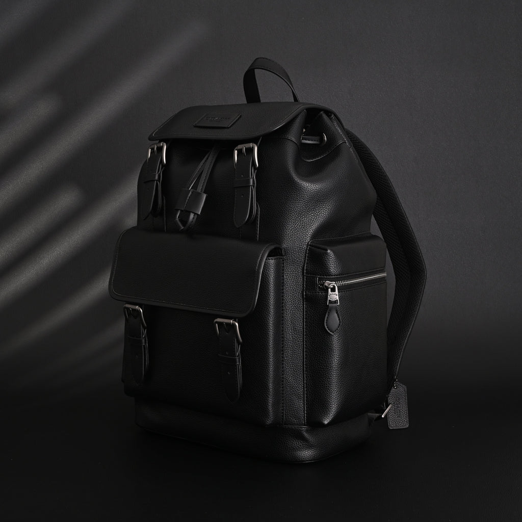 Prada Nylon & Leather Multi-Pocket Backpack  Black