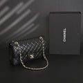 Classic Flap Bag  Black Quilted Caviar Leather with Gold-Tone Hardware