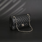 Classic Flap Bag  Black Quilted Caviar Leather with Gold-Tone Hardware