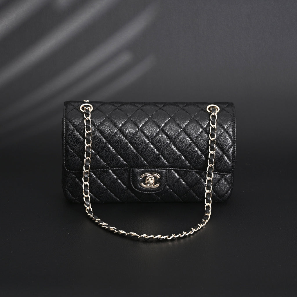 Classic Flap Bag  Black Quilted Caviar Leather with Gold-Tone Hardware