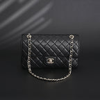Classic Flap Bag  Black Quilted Caviar Leather with Gold-Tone Hardware