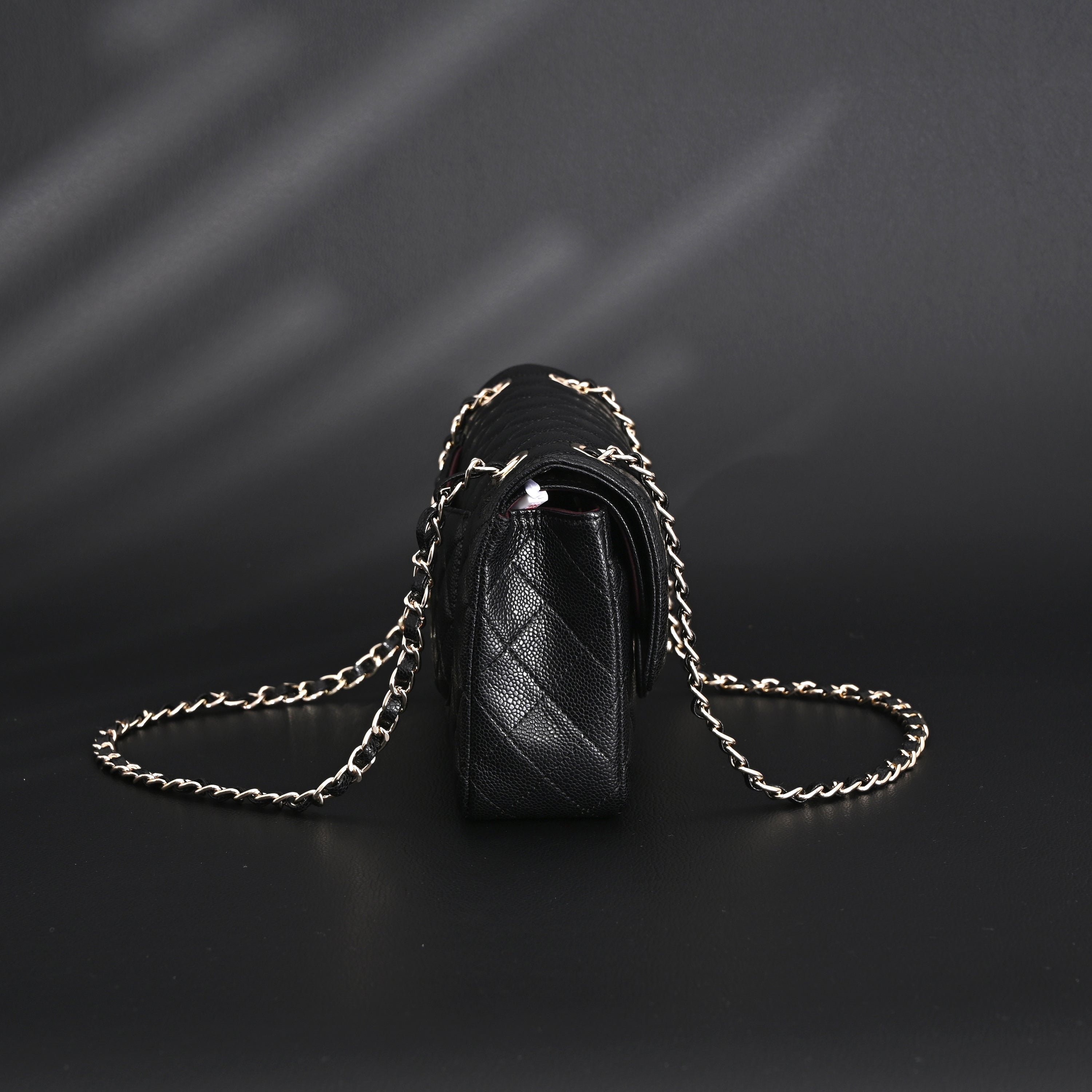 Classic Flap Bag  Black Quilted Caviar Leather with Gold-Tone Hardware