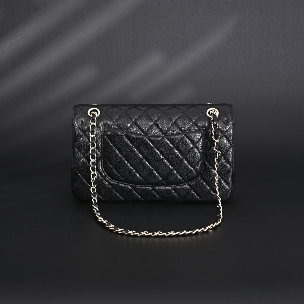 Classic Flap Bag  Black Quilted Caviar Leather with Gold-Tone Hardware