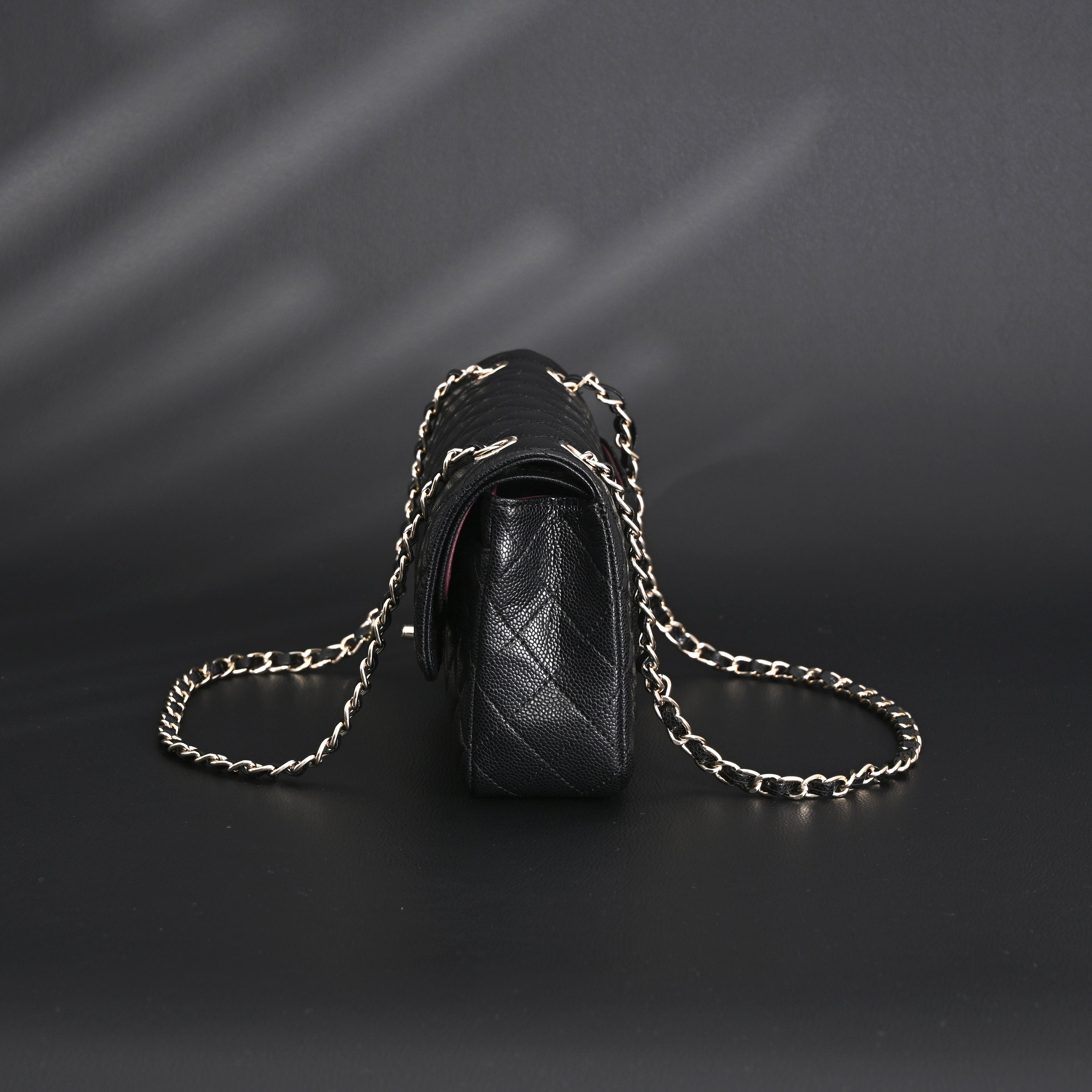 Classic Flap Bag  Black Quilted Caviar Leather with Gold-Tone Hardware