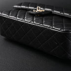 Classic Flap Bag  Black Quilted Caviar Leather with Gold-Tone Hardware