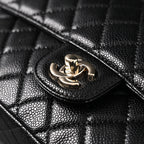 Classic Flap Bag  Black Quilted Caviar Leather with Gold-Tone Hardware