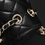 Classic Flap Bag  Black Quilted Caviar Leather with Gold-Tone Hardware