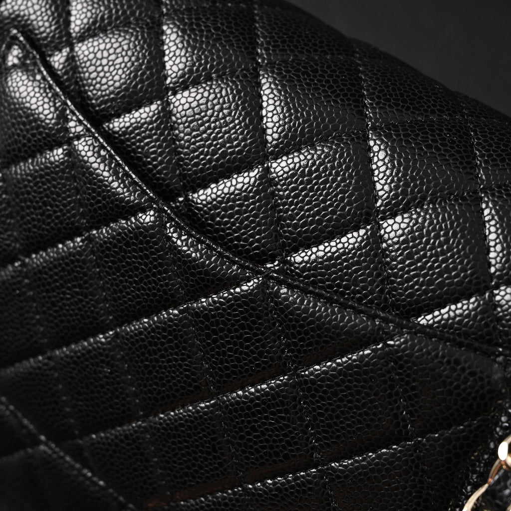 Classic Flap Bag  Black Quilted Caviar Leather with Gold-Tone Hardware