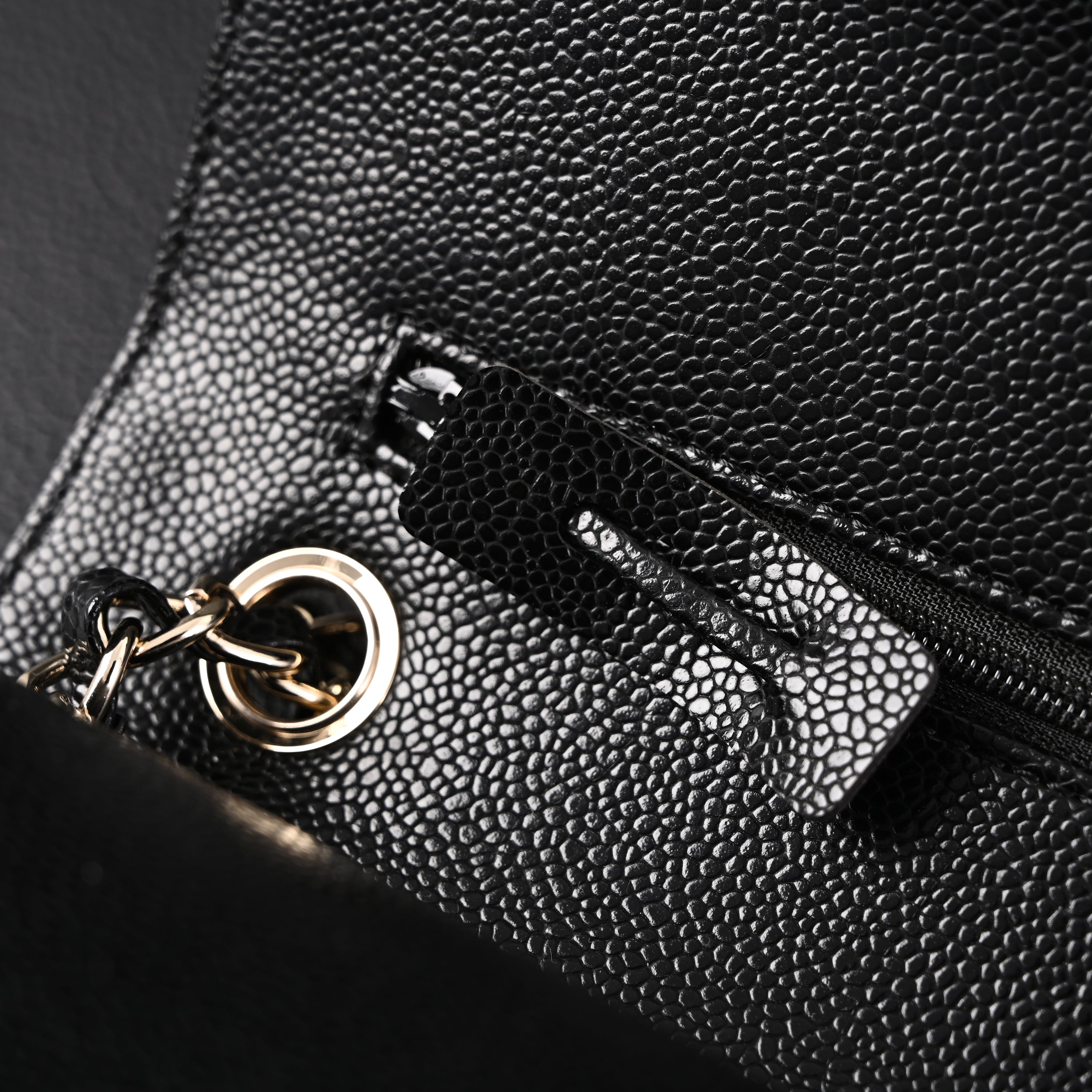 Classic Flap Bag  Black Quilted Caviar Leather with Gold-Tone Hardware