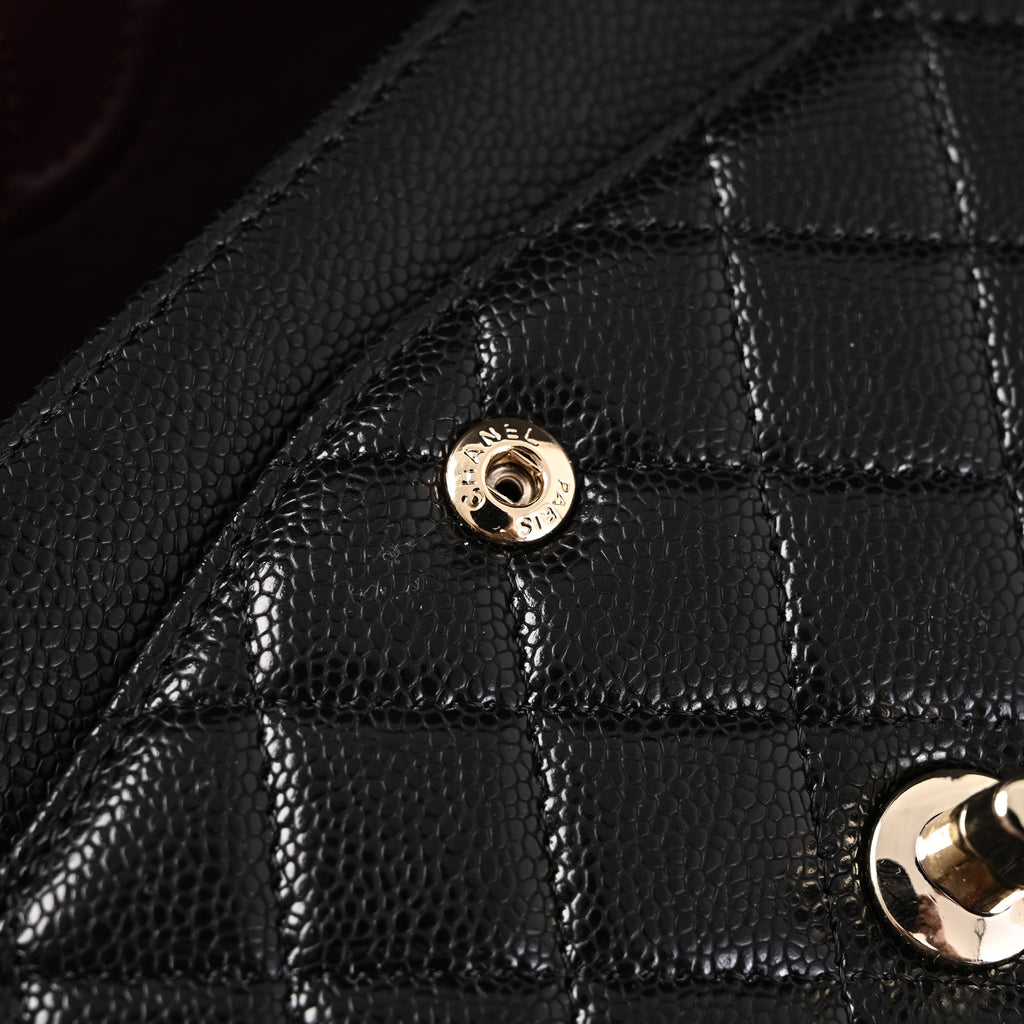 Classic Flap Bag  Black Quilted Caviar Leather with Gold-Tone Hardware