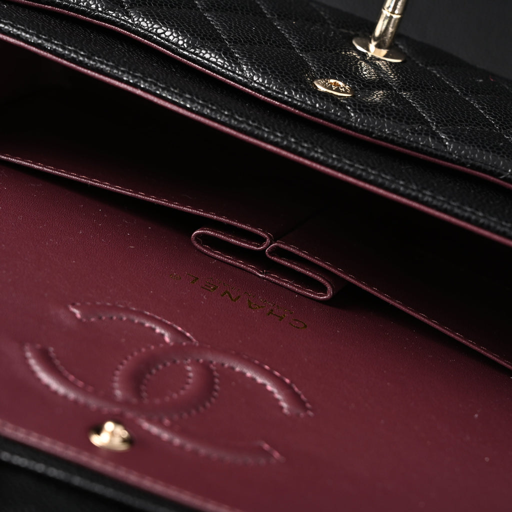Classic Flap Bag  Black Quilted Caviar Leather with Gold-Tone Hardware