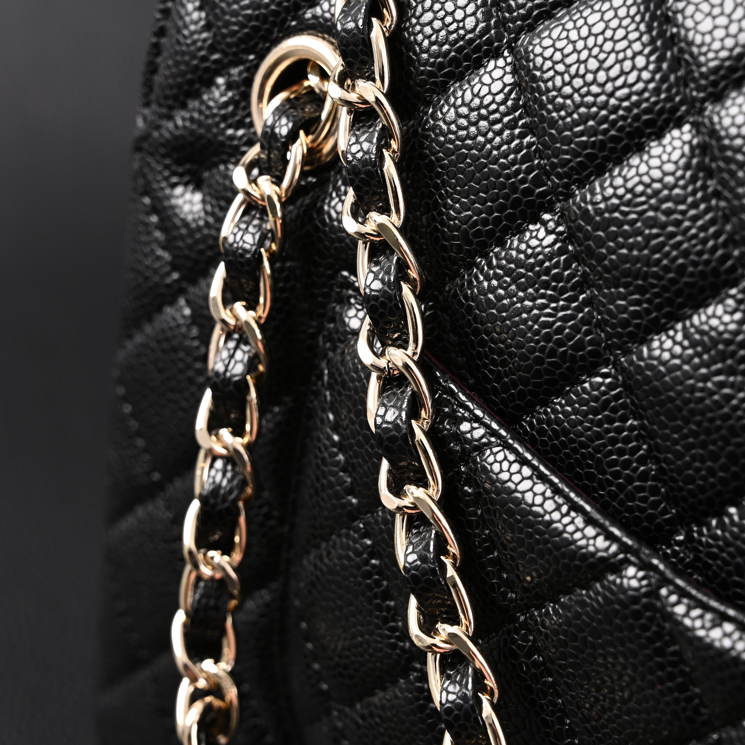 Classic Flap Bag  Black Quilted Caviar Leather with Gold-Tone Hardware