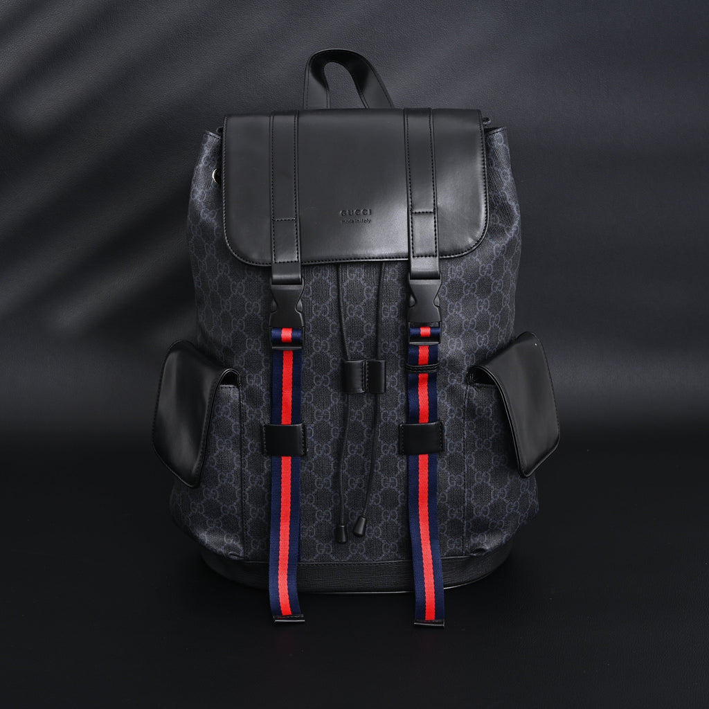 GG Supreme Monogram Backpack with Web Stripe