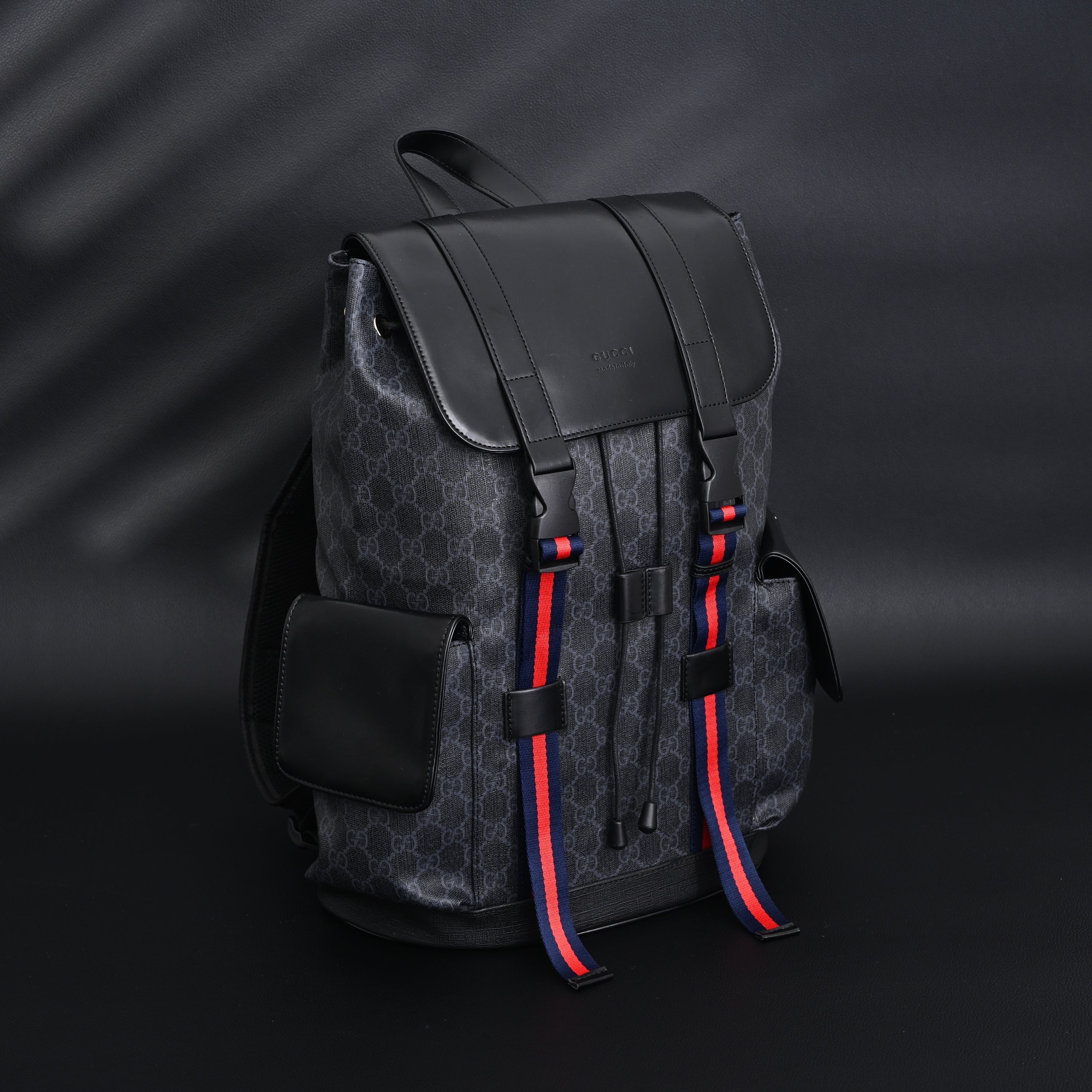 GG Supreme Monogram Backpack with Web Stripe