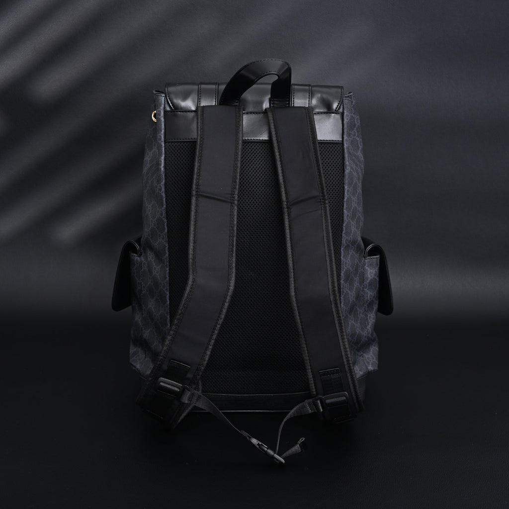 GG Supreme Monogram Backpack with Web Stripe
