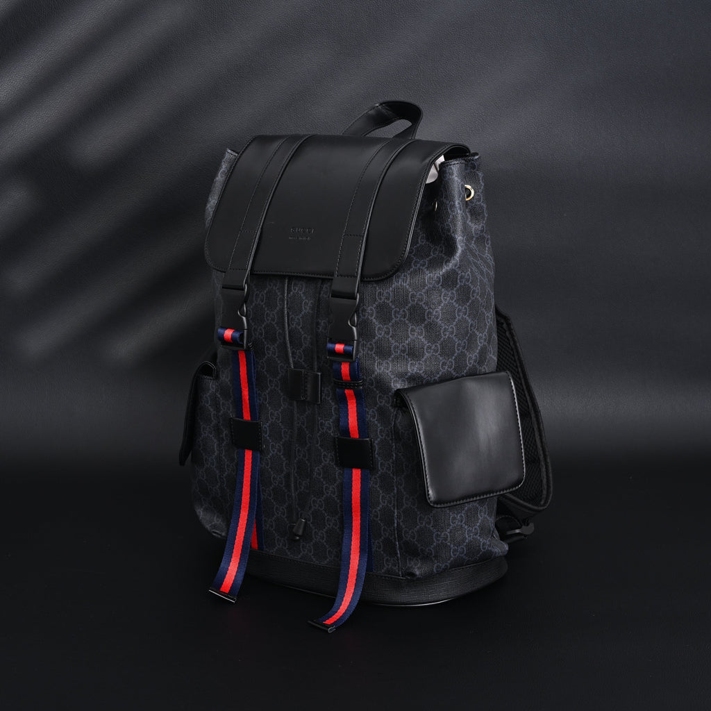 GG Supreme Monogram Backpack with Web Stripe