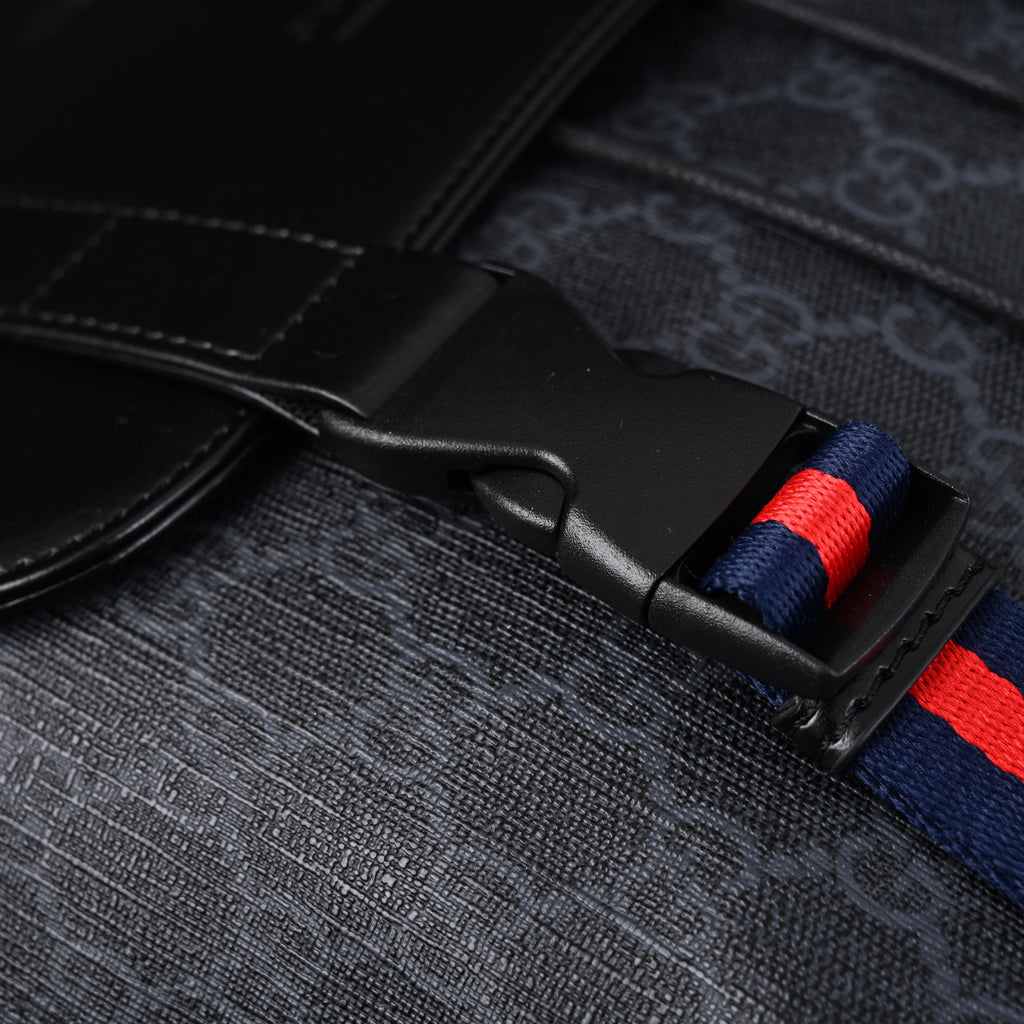 GG Supreme Monogram Backpack with Web Stripe