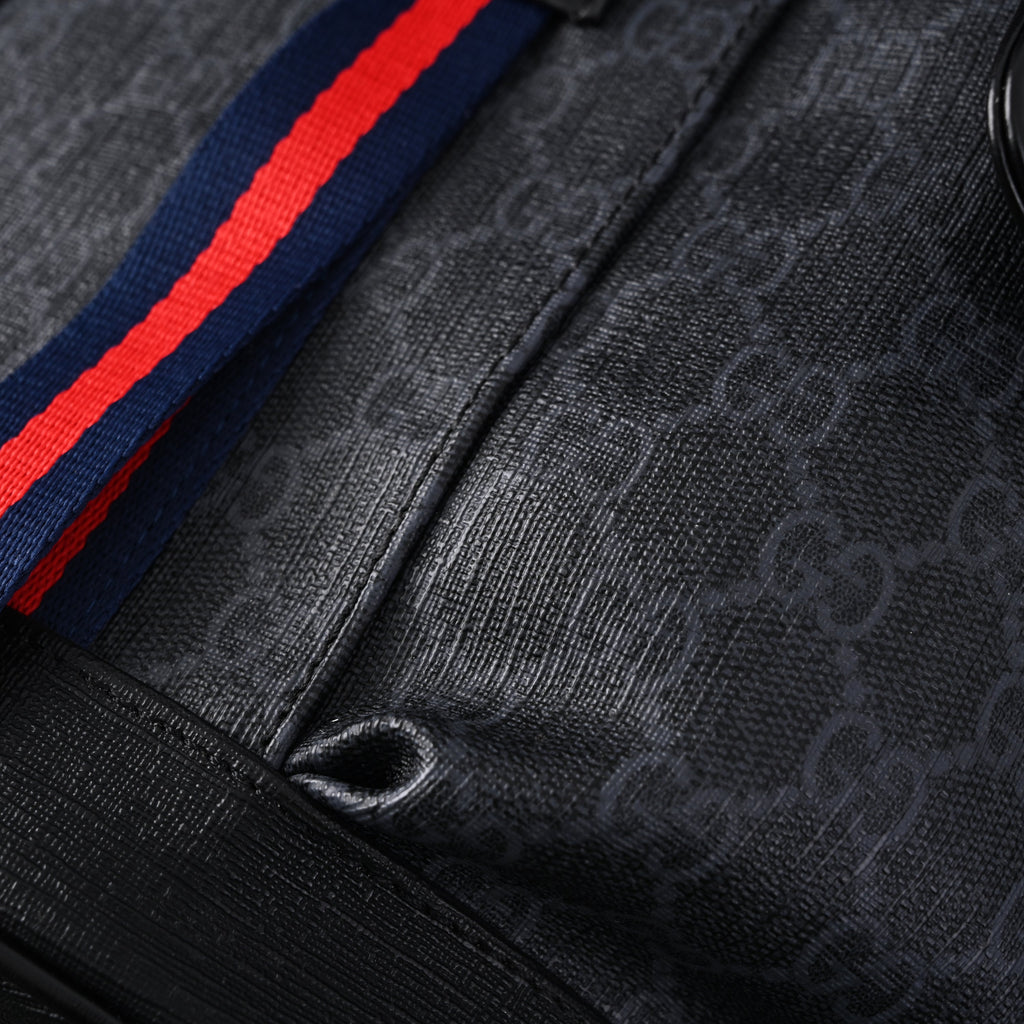 GG Supreme Monogram Backpack with Web Stripe