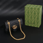 GG Marmont Small Matelass Shoulder Bag  Black Leather with Gold Hardware