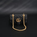 GG Marmont Small Matelass Shoulder Bag  Black Leather with Gold Hardware